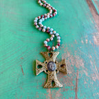 Knotted Two Tone OLG Cross Necklace