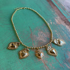 Gold Plated Hearts On Fire Necklace