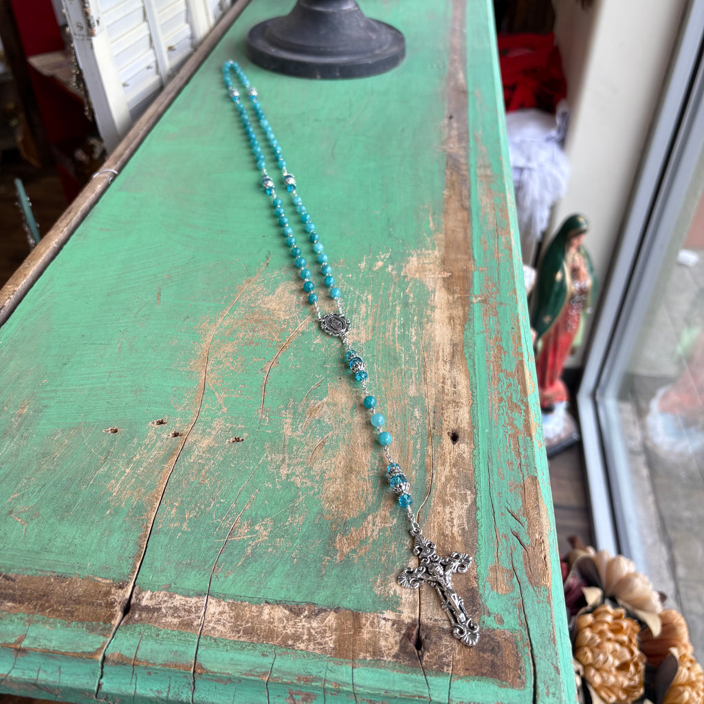 Miraculous Aqua Stone Rosary