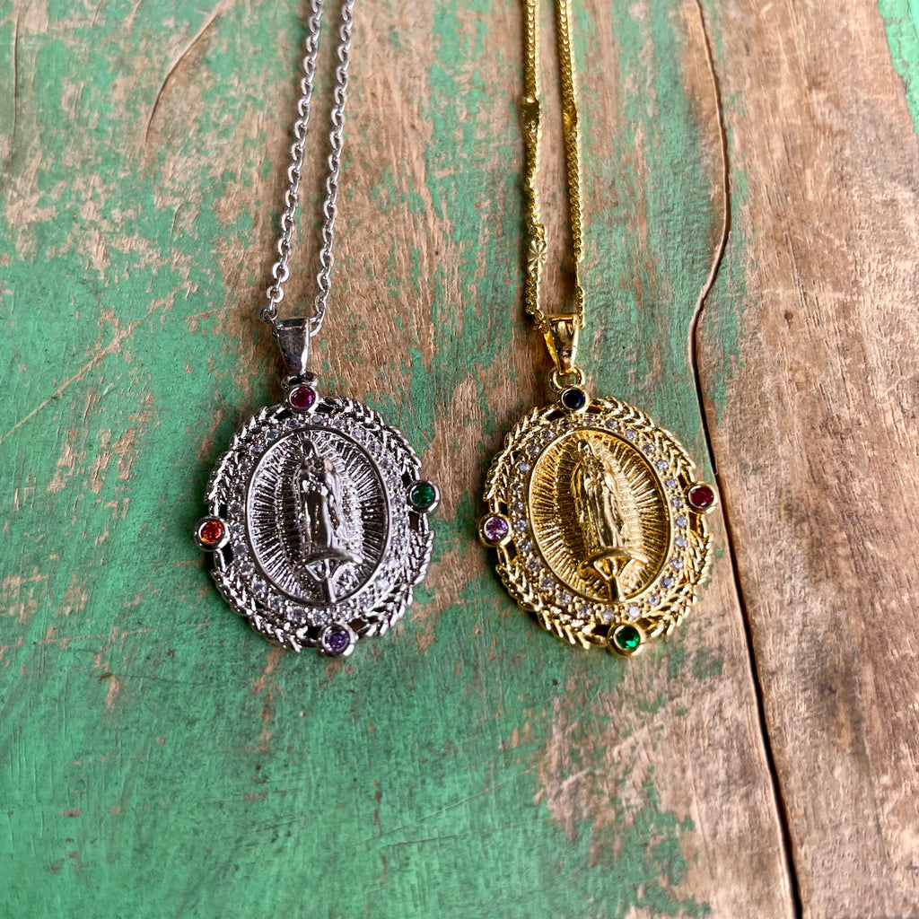 Jeweled OLG Pendant Necklace and Earrings