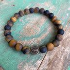 Brown Matte Tiger Eye Bronze St Benedict Bracelet
