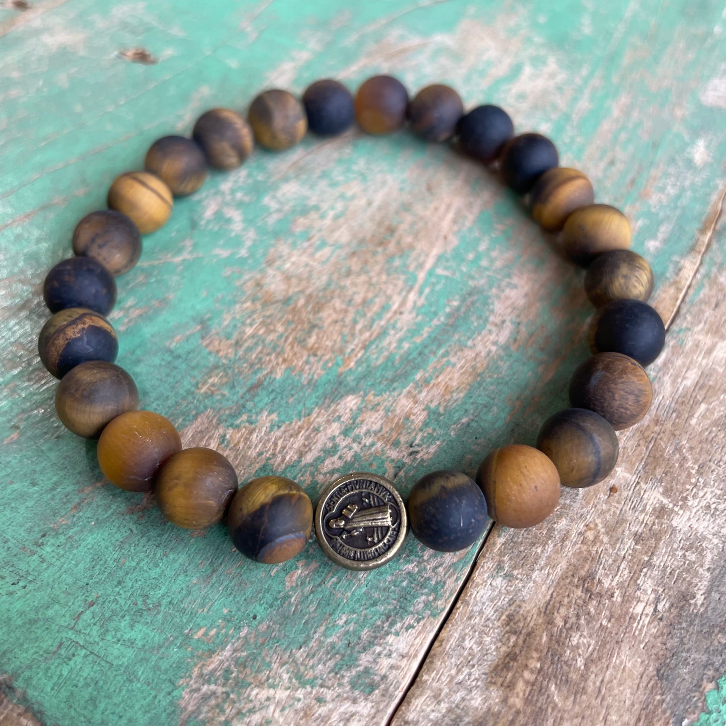 Brown Matte Tiger Eye St Benedict Bracelet