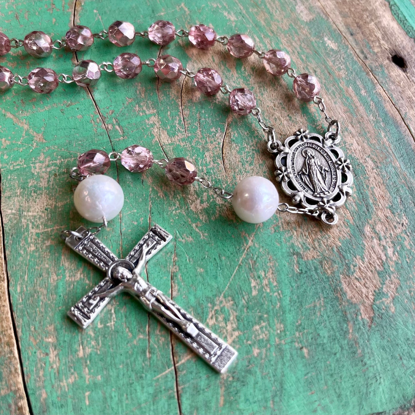 Pink Miraculous Rosary