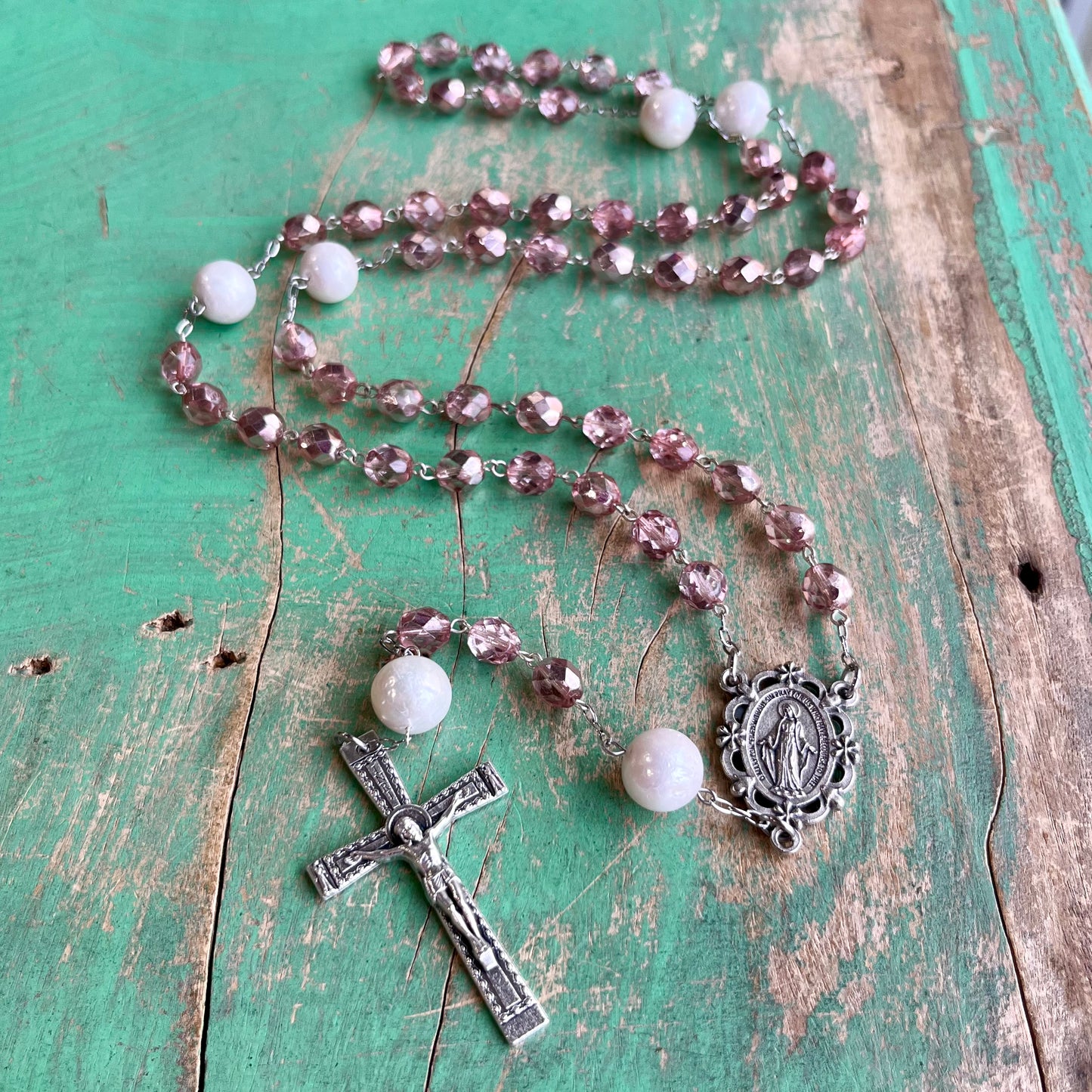 Pink Miraculous Rosary