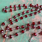 Graceful Ruby Red Glass Rosary