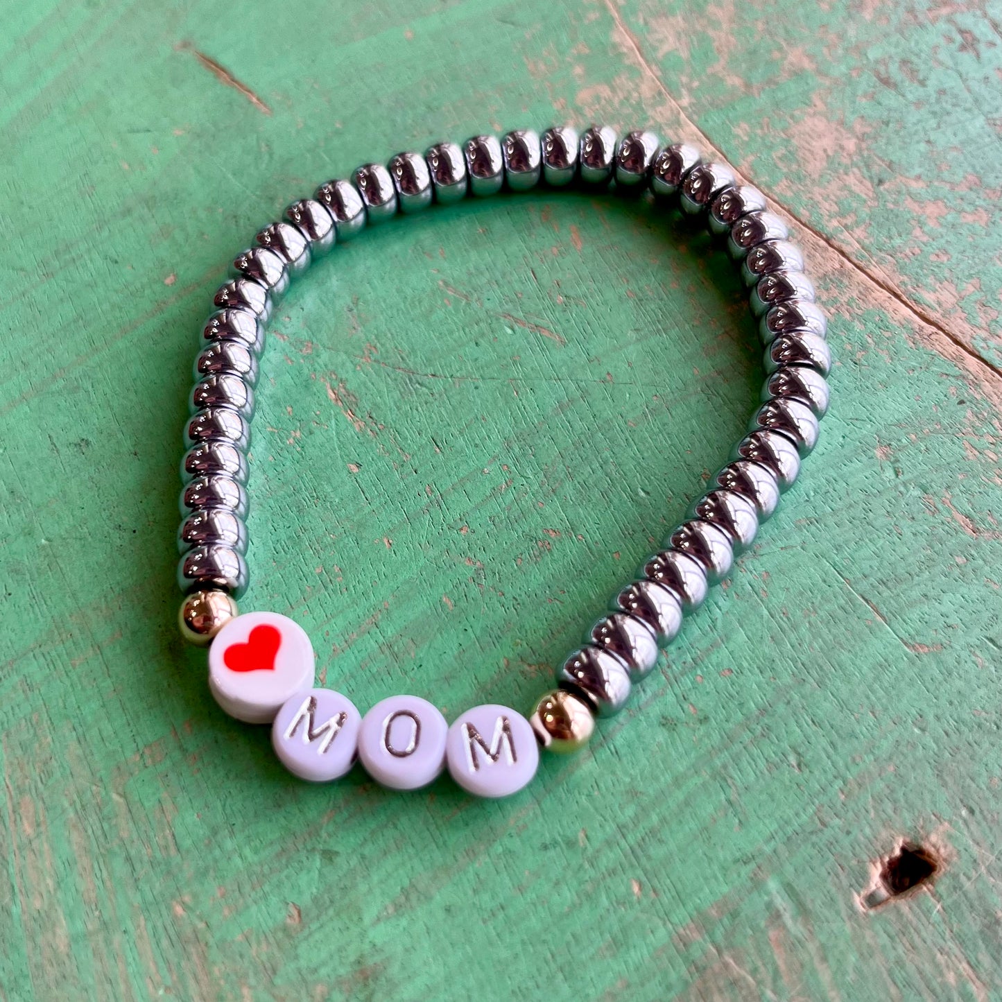 Hematite Love Mom Bracelet