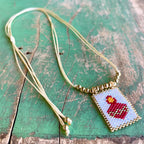 Miyuki Beaded Sacred Heart Adjustable Cord Necklace