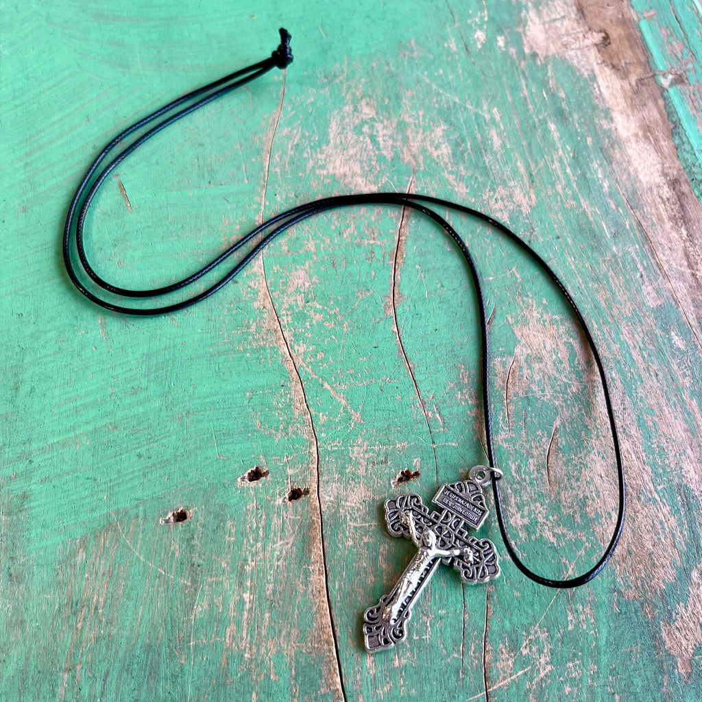 Pardon Cross Cord Necklace