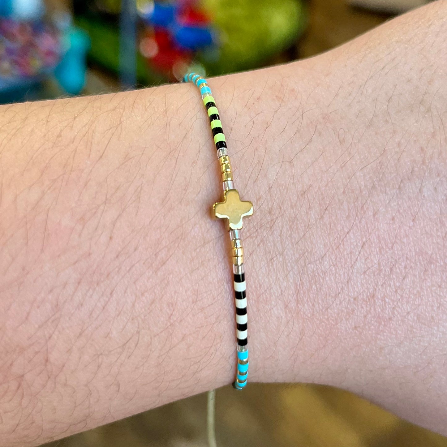 Vibrant Rice Bead Adjustable Bracelet