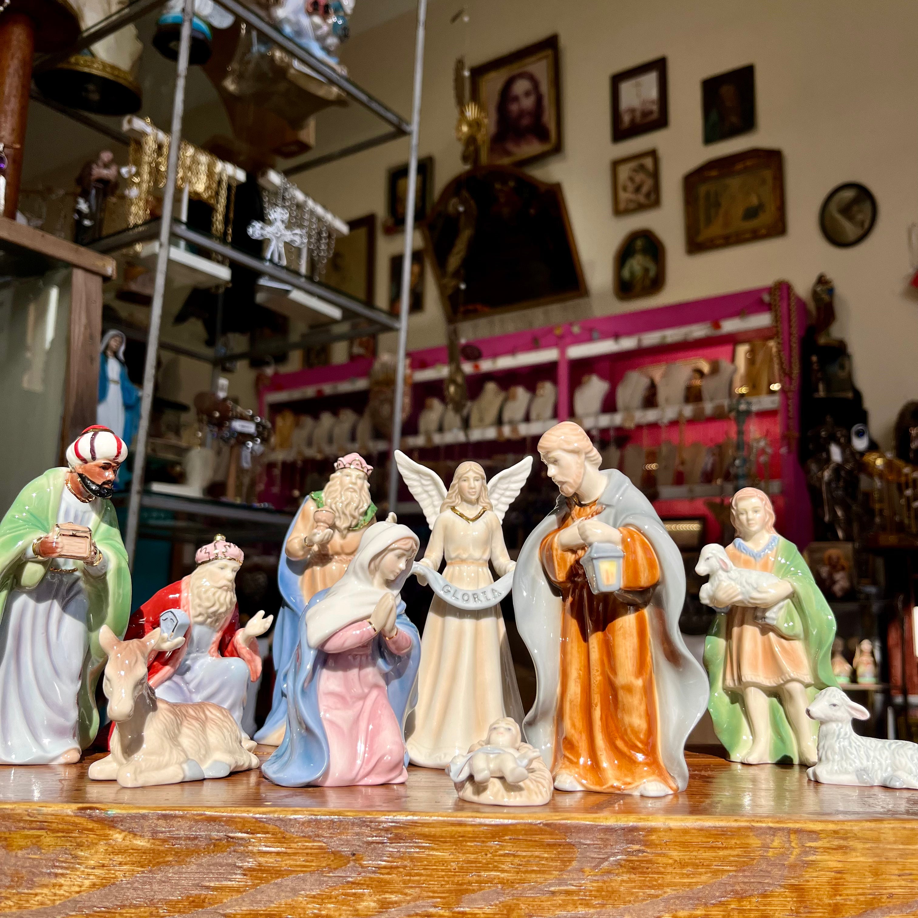 11 PC Porcelain Nativity Set