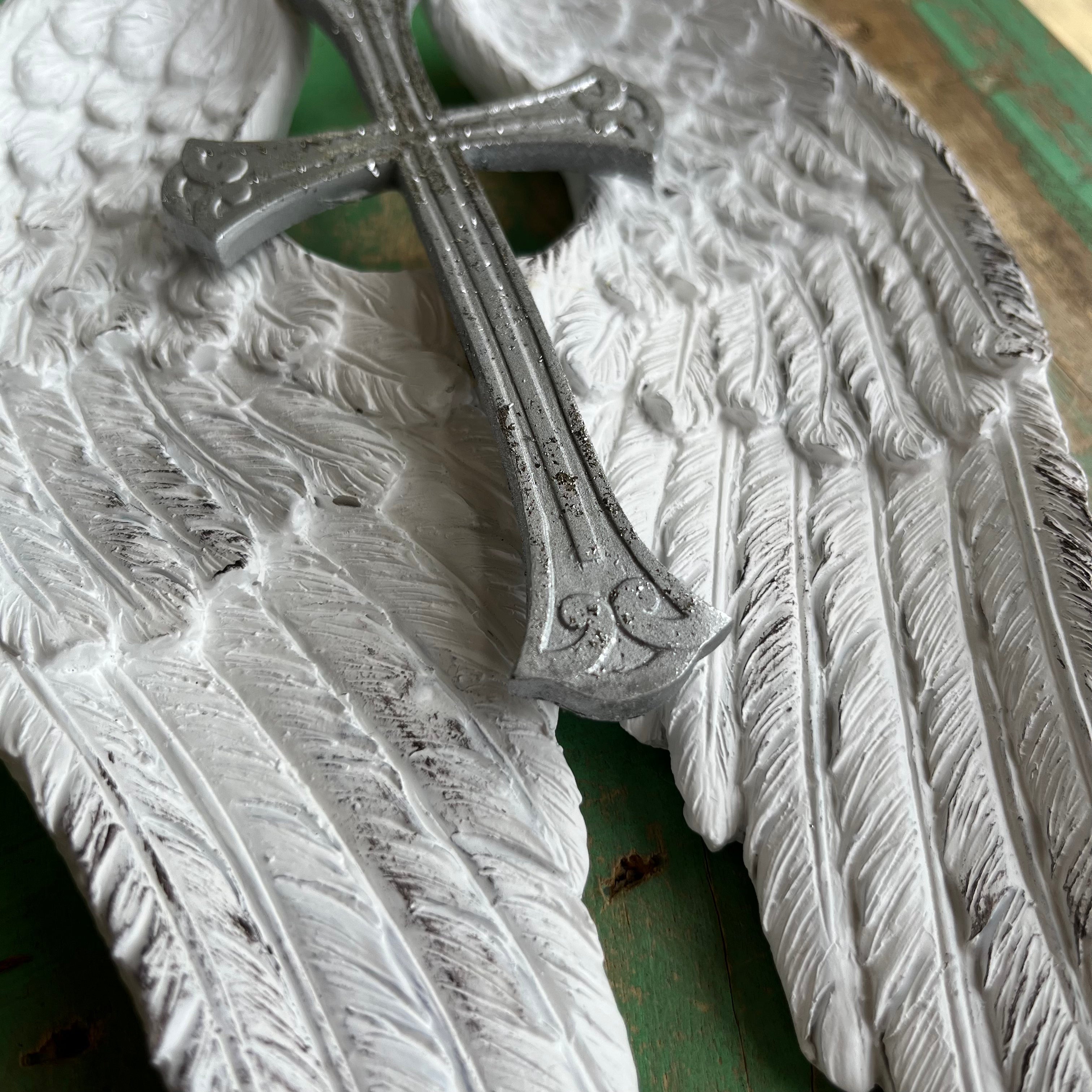 Hanging Wings with Silver Cross