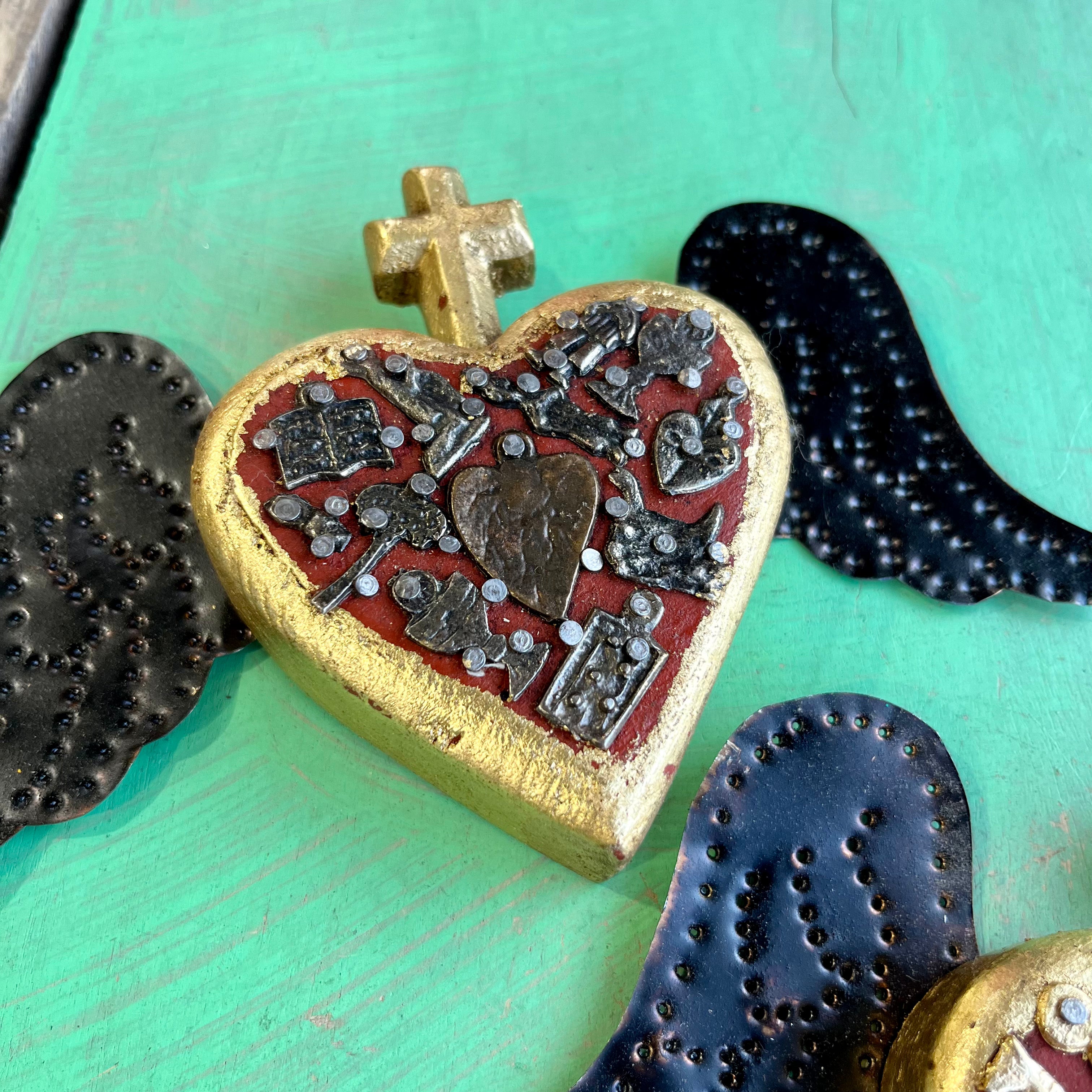 Small Milagros Corazon with Tin Wings