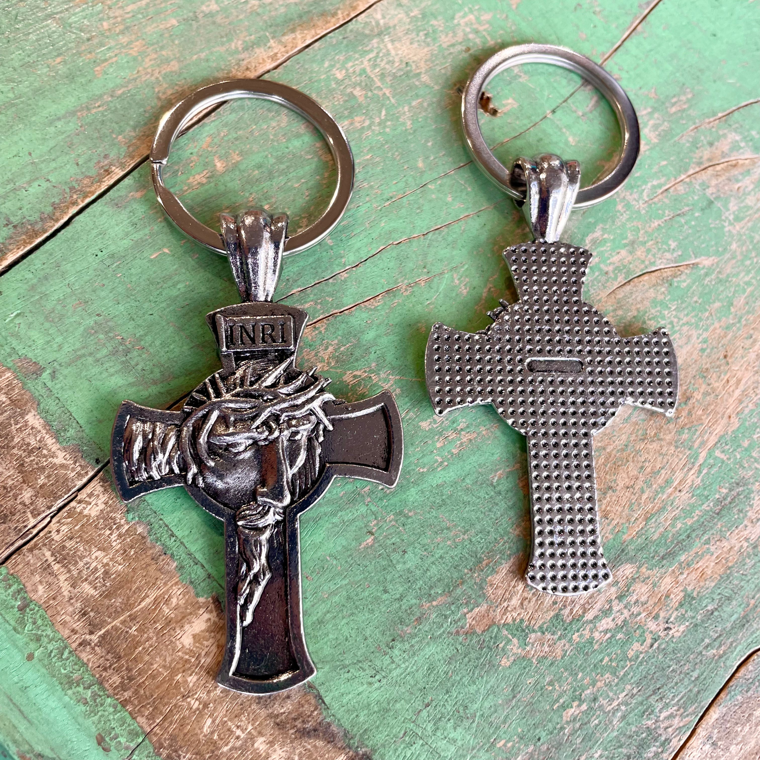 Face of Jesus Cross Keychain