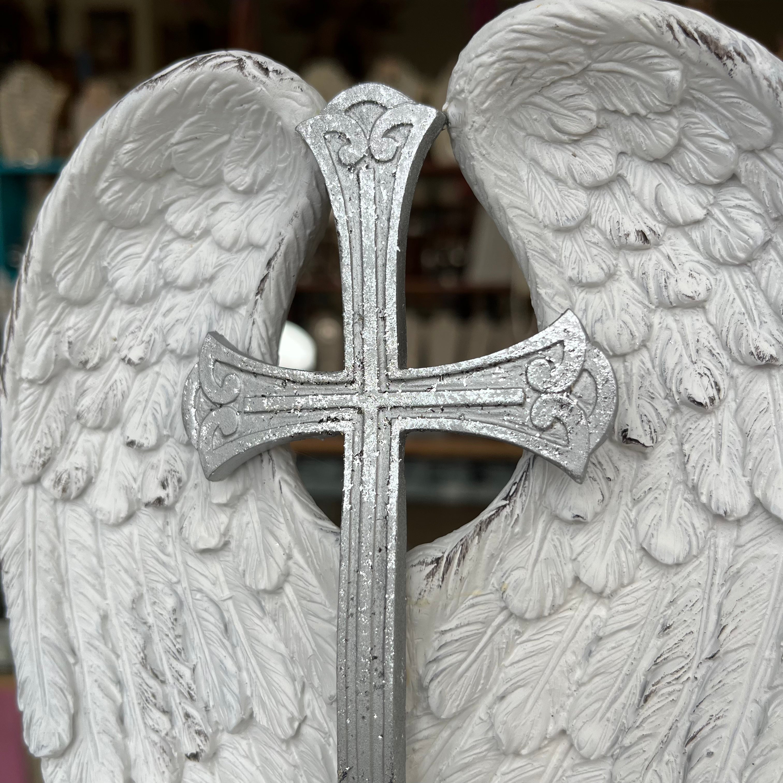 Hanging Wings with Silver Cross