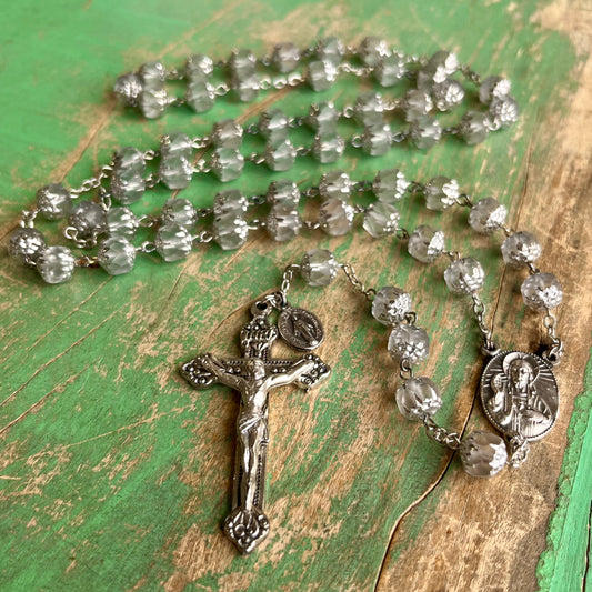 Clear Glass Bead Scapular Rosary