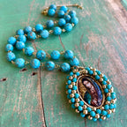 Beautiful Beaded OLG Necklace and Earrings Set