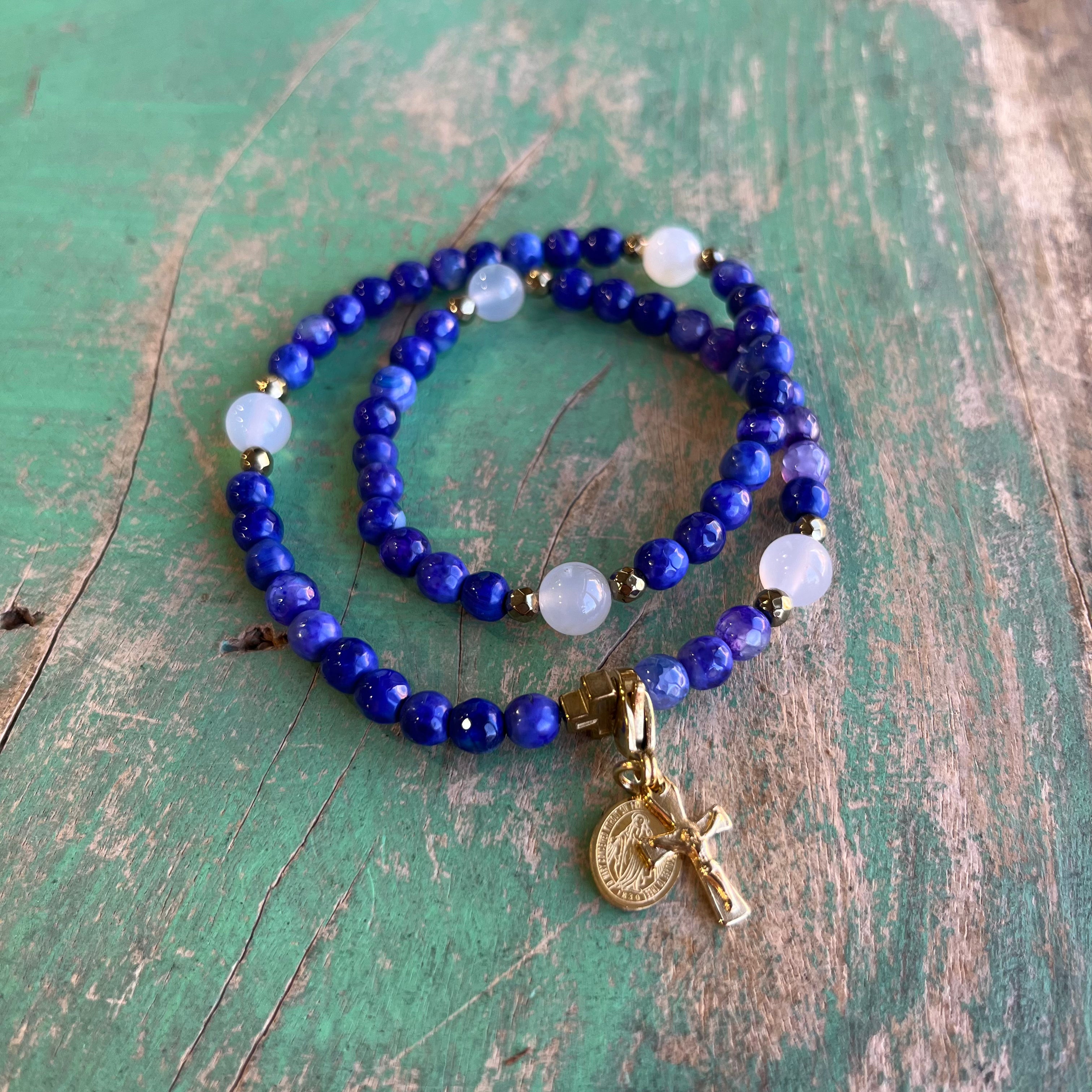 Rosary Wrap Bracelet with Gold Accents