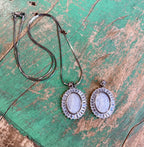 Sterling Silver Baguette Mother of Pearl OLG Chain Necklace or Pendant