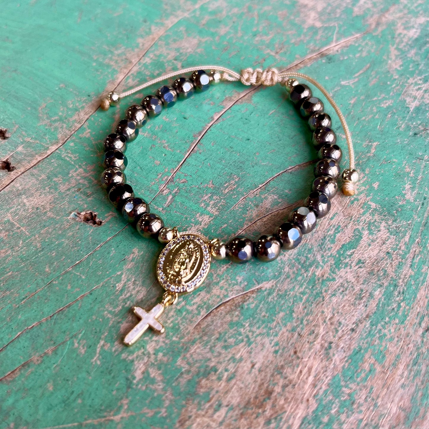 Golden Faith Hematite Bracelet