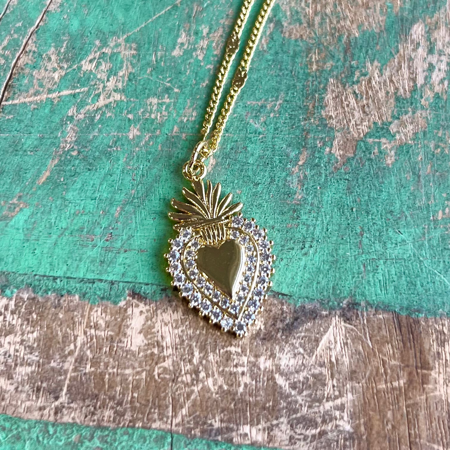 Shining Sacred Heart Necklace or Earrings