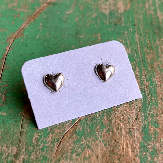 Sterling Silver Puffy Heart Earrings