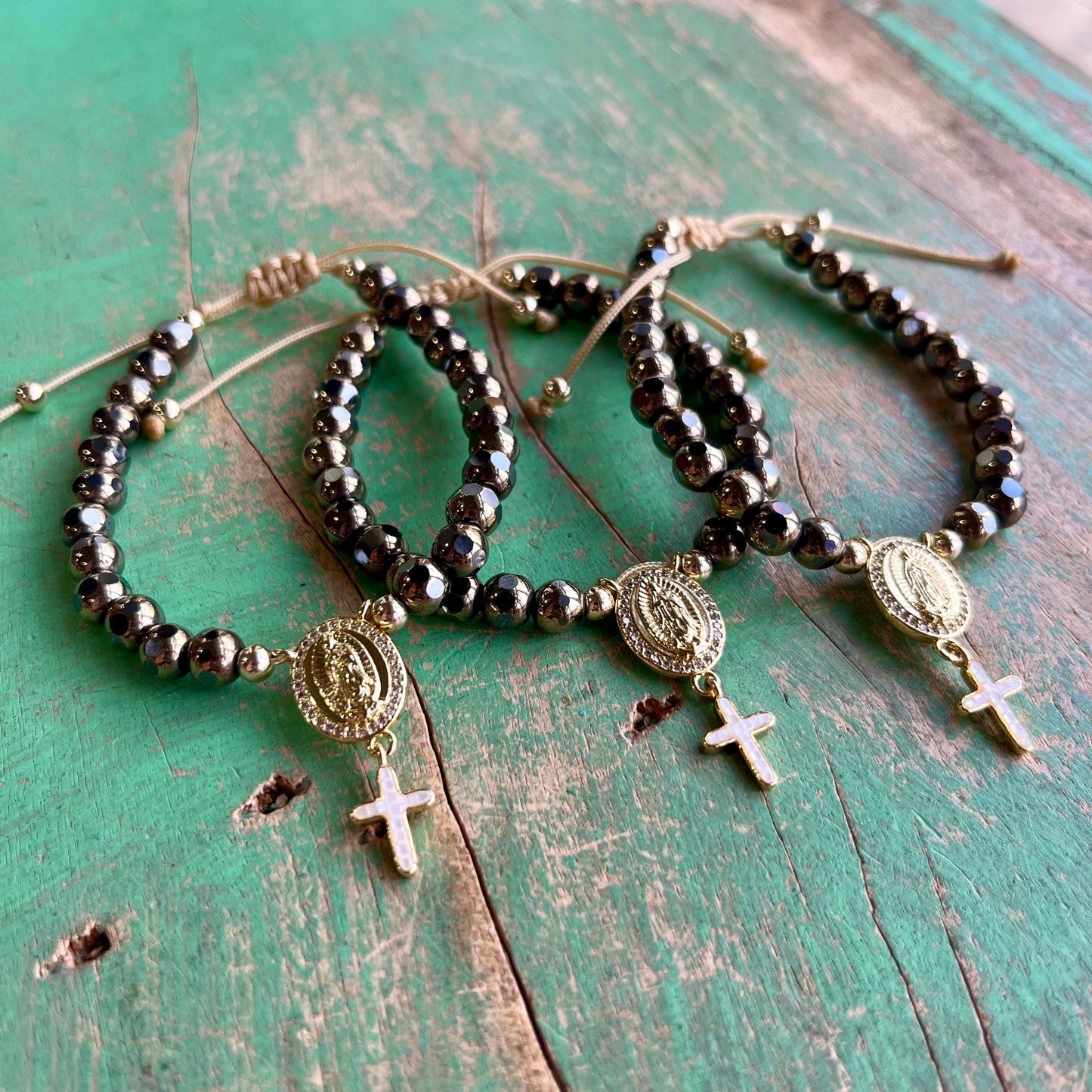 Golden Faith Hematite Bracelet