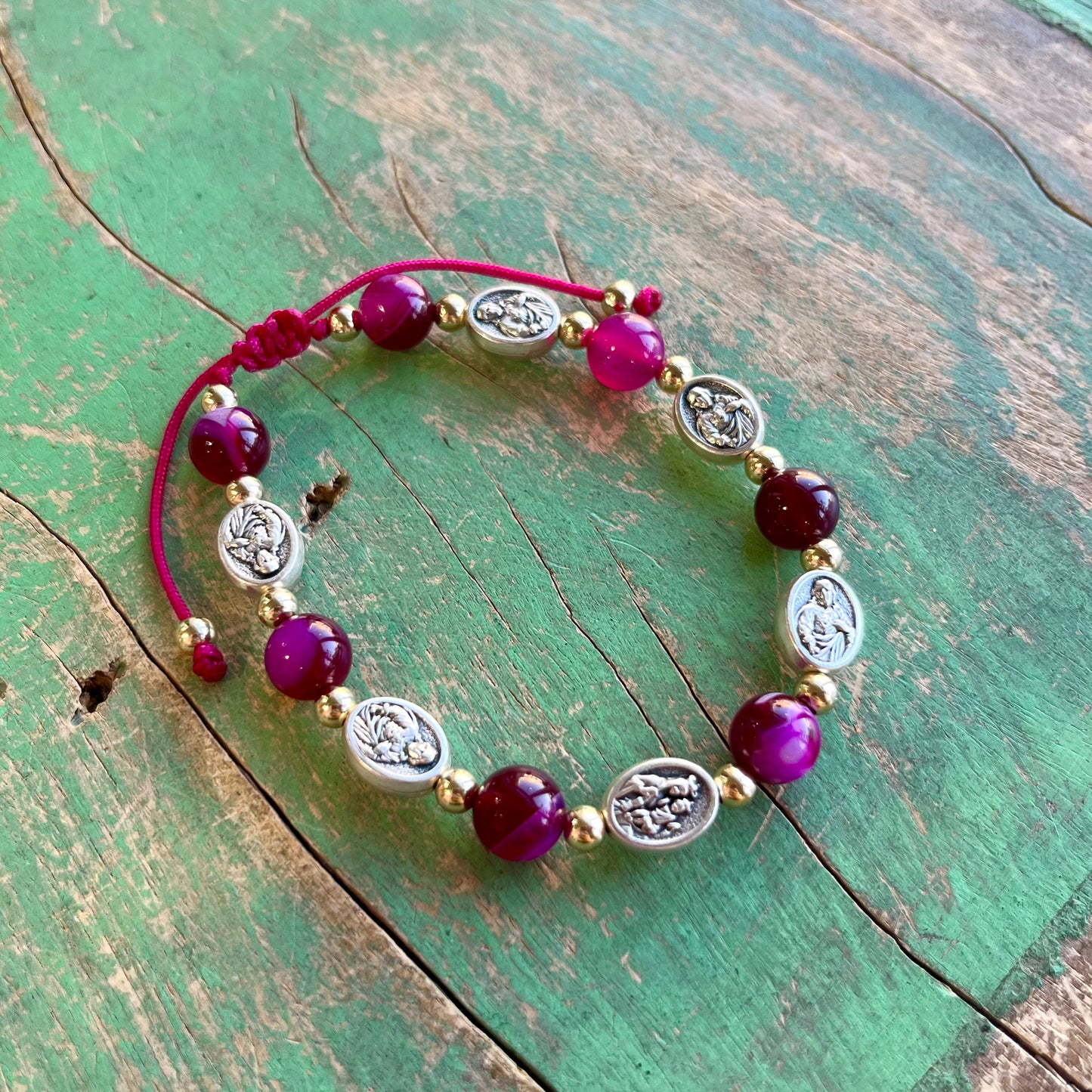 Magenta Agate Scapular Bracelet