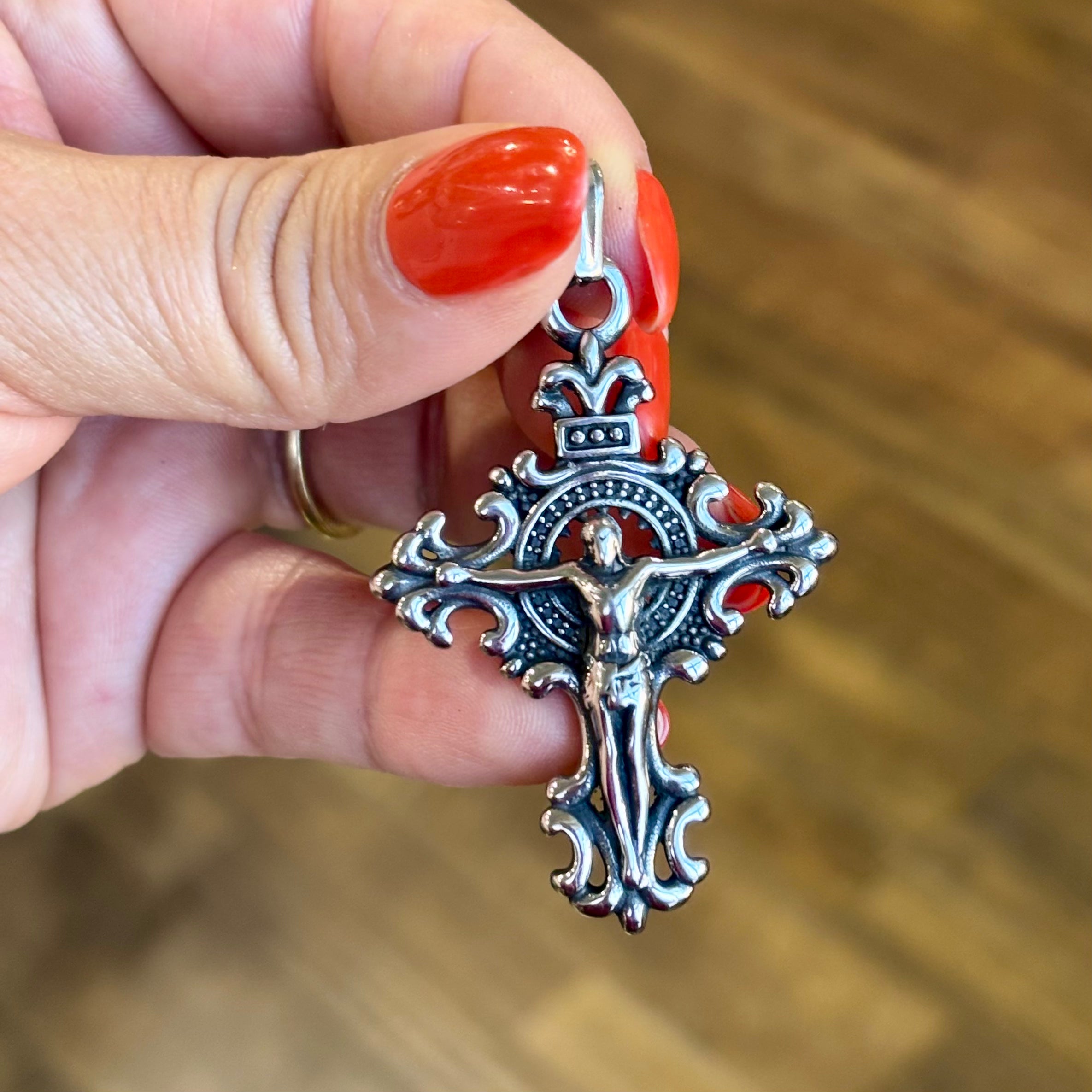Stainless Steel Fancy Crucifix Pendant