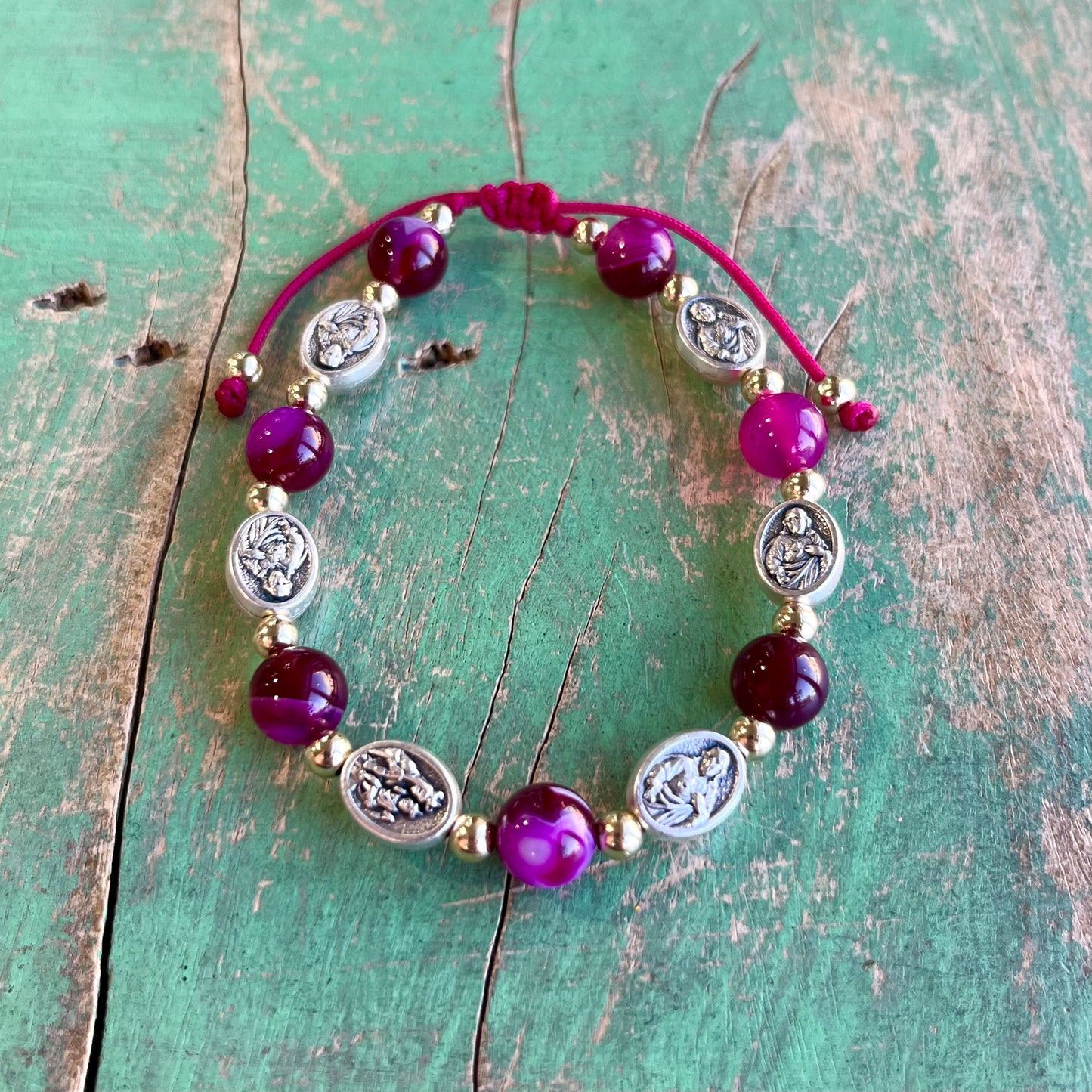 Magenta Agate Scapular Bracelet