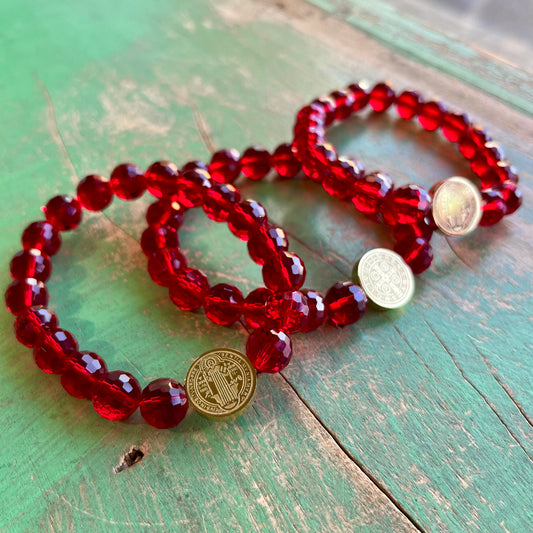 Red Crystal St Benedict Bracelet