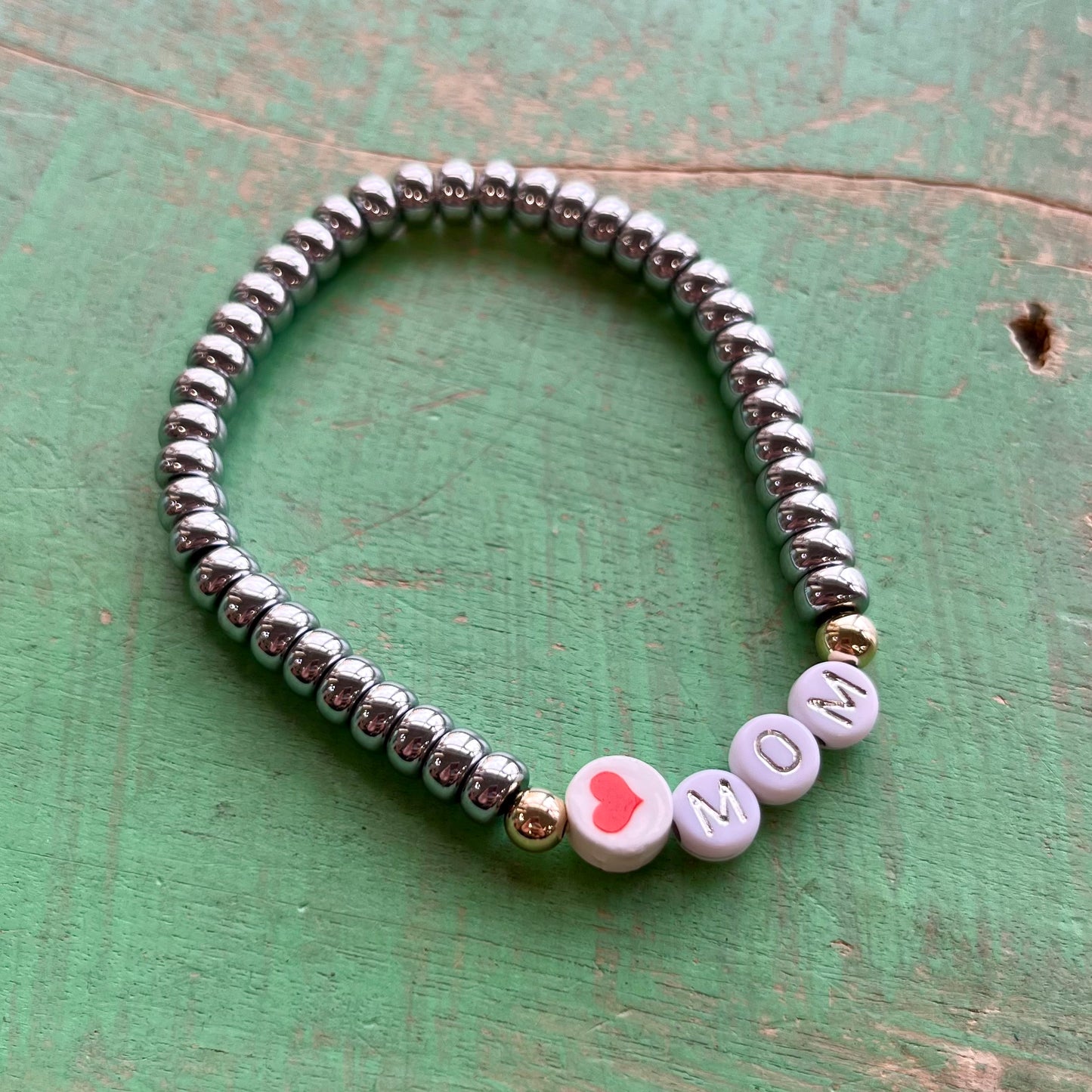 Hematite Love Mom Bracelet