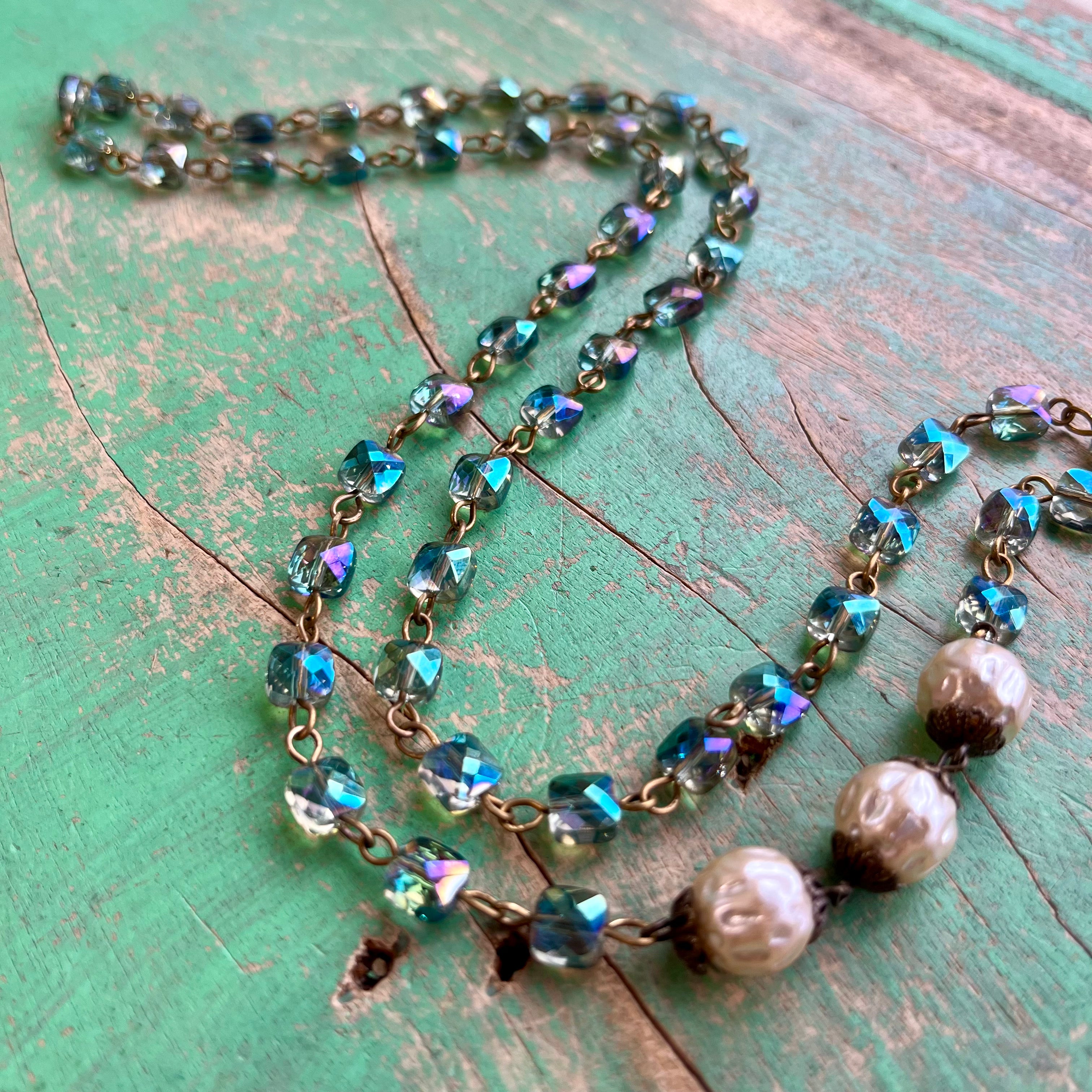 Our Lady Iridescent Necklace and Earrings