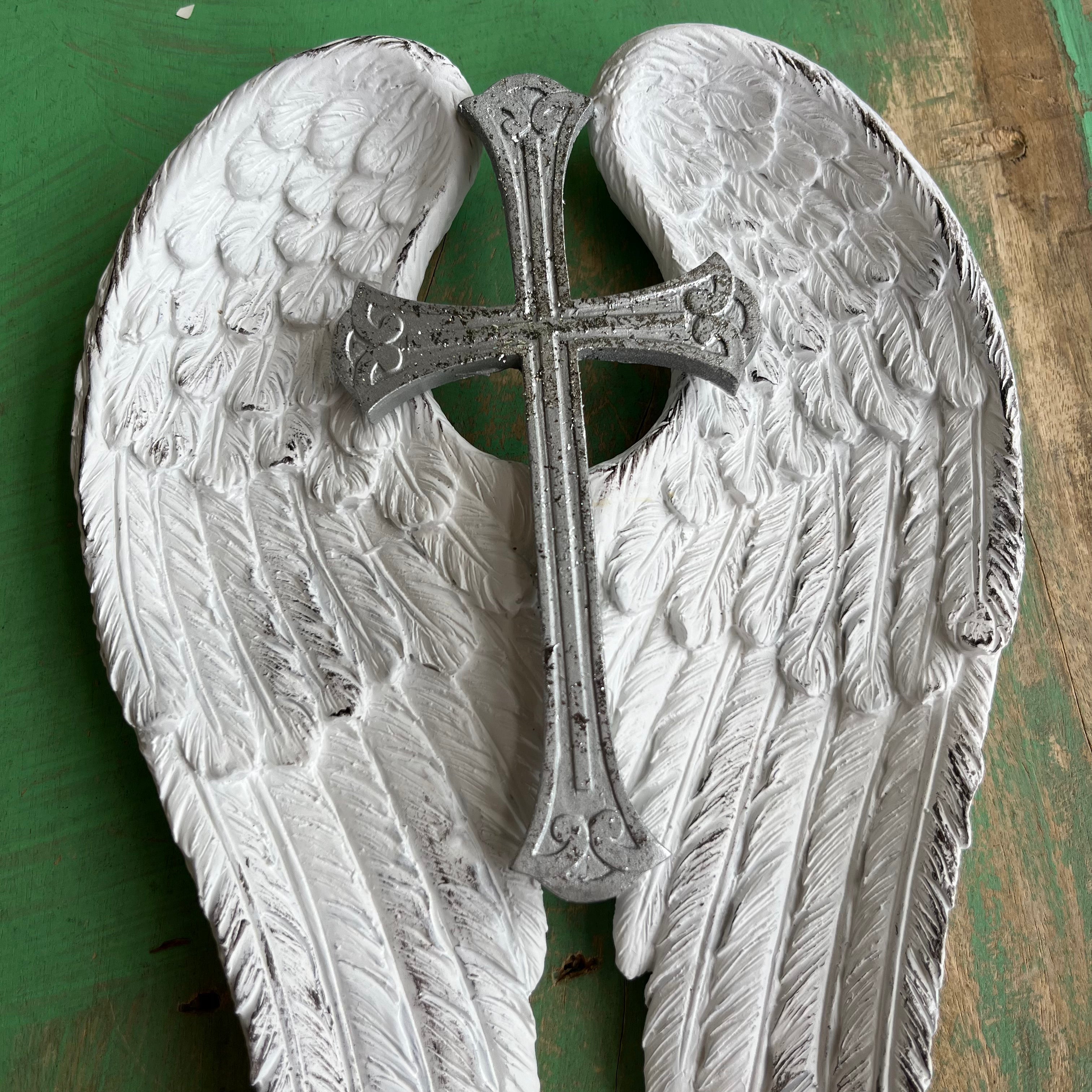 Hanging Wings with Silver Cross