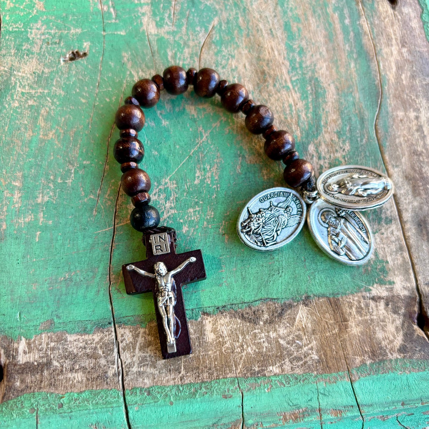 Wooden Decade Rosary with Medals