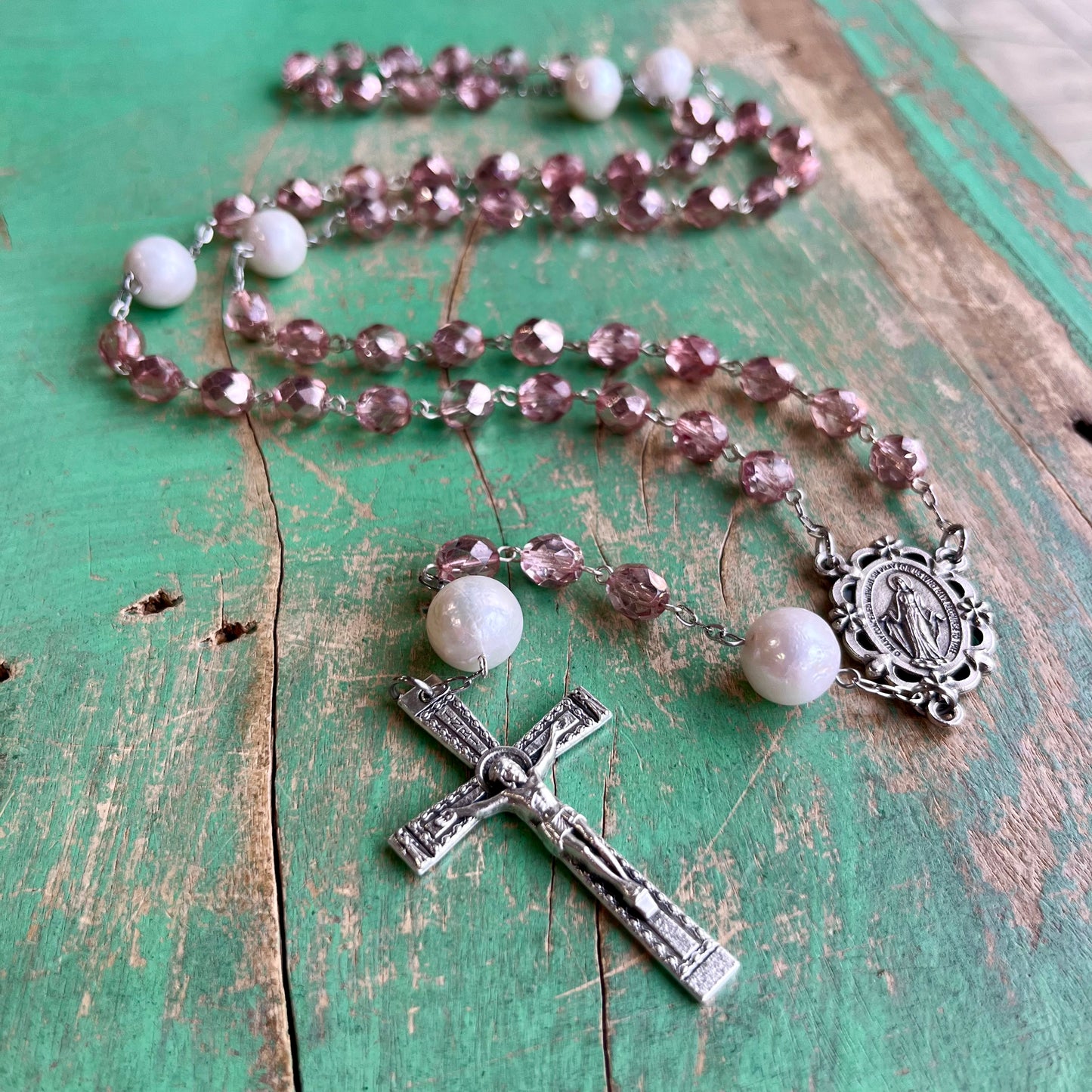 Pink Miraculous Rosary