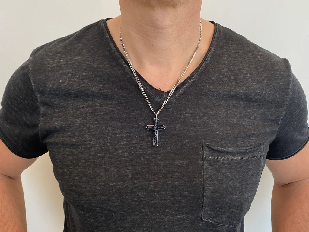 Crown of Thorns Cross 24” Necklace