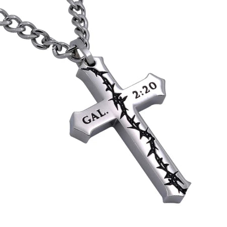 Crown of Thorns Cross 24” Necklace