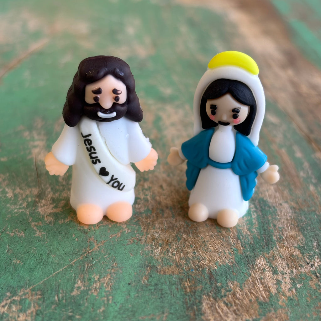 Miniature Jesus and Mary Figurines