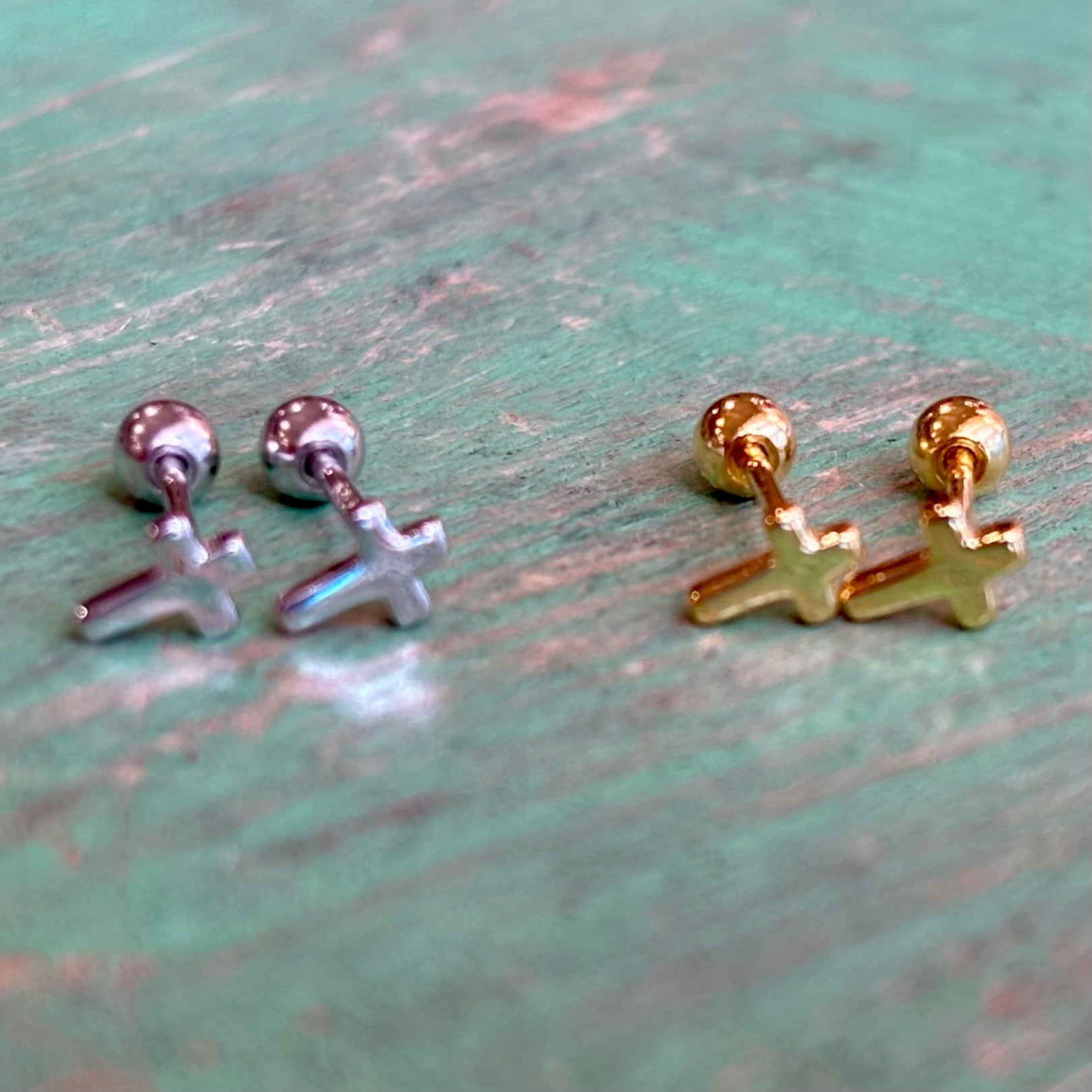 Sterling Silver Mini Cross Studs Screw Backs