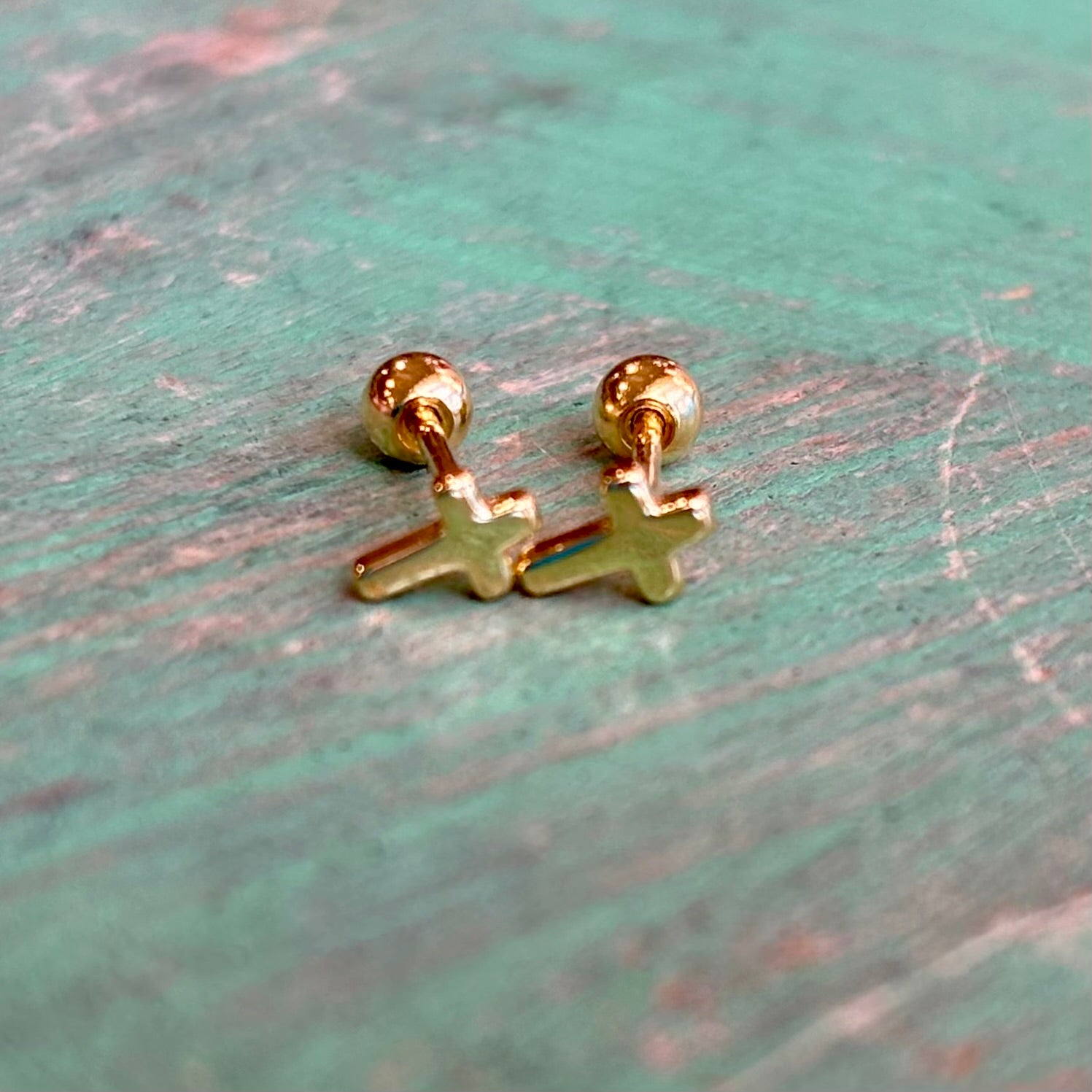 Sterling Silver Mini Cross Studs Screw Backs