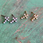 Sterling Silver CZ Fancy Cross Studs