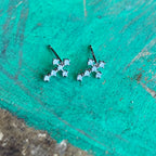 Sterling Silver CZ Fancy Cross Studs