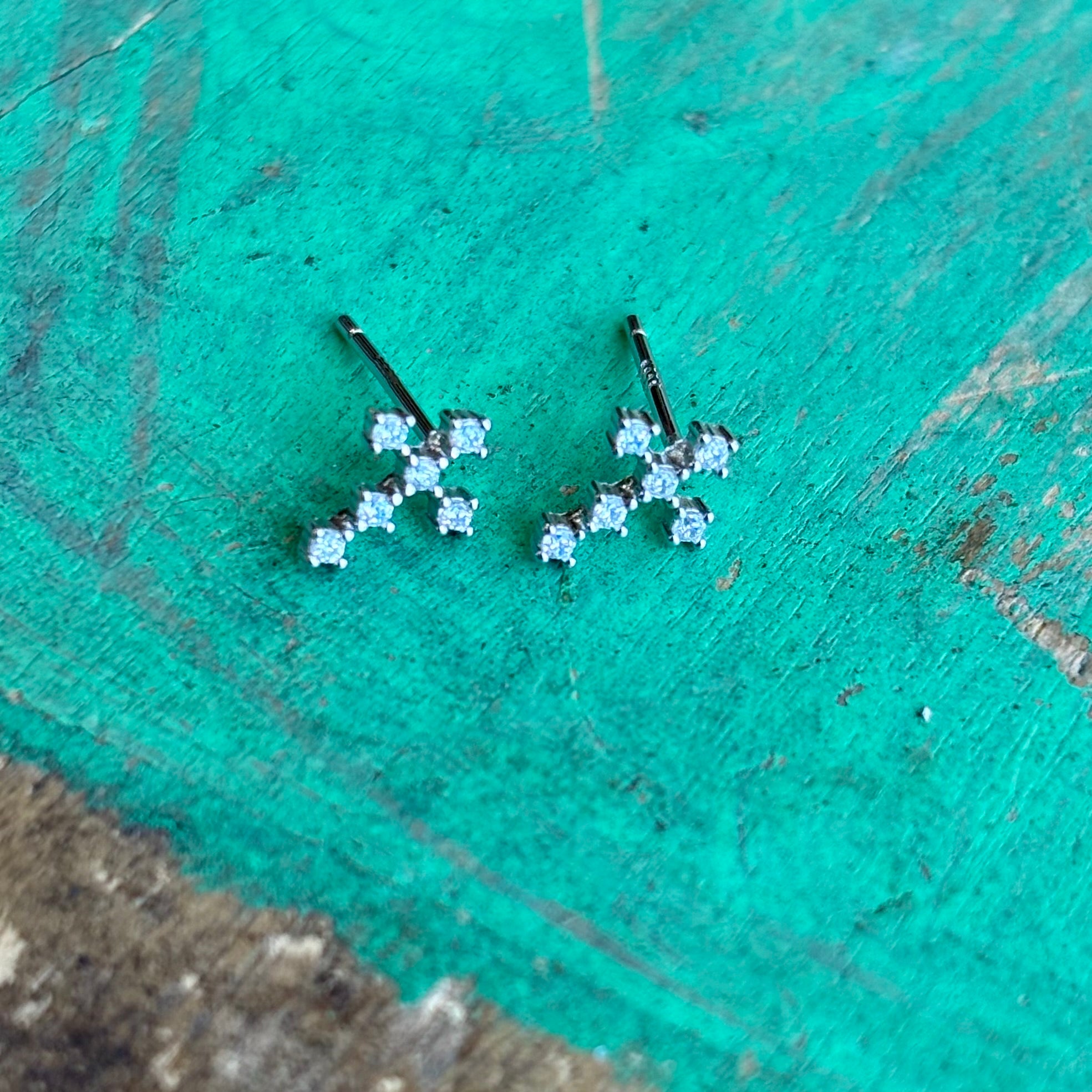 Sterling Silver CZ Fancy Cross Studs
