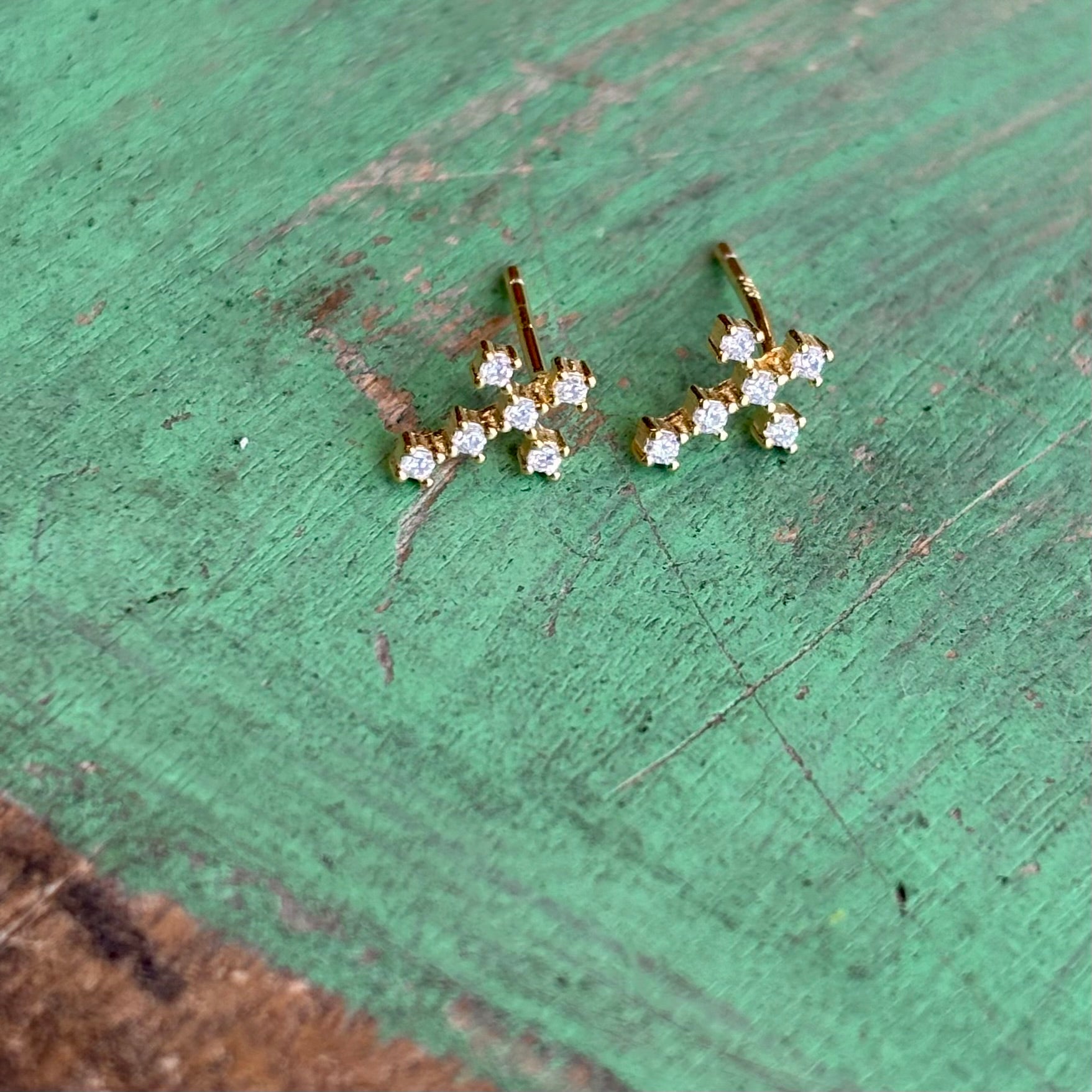 Sterling Silver CZ Fancy Cross Studs