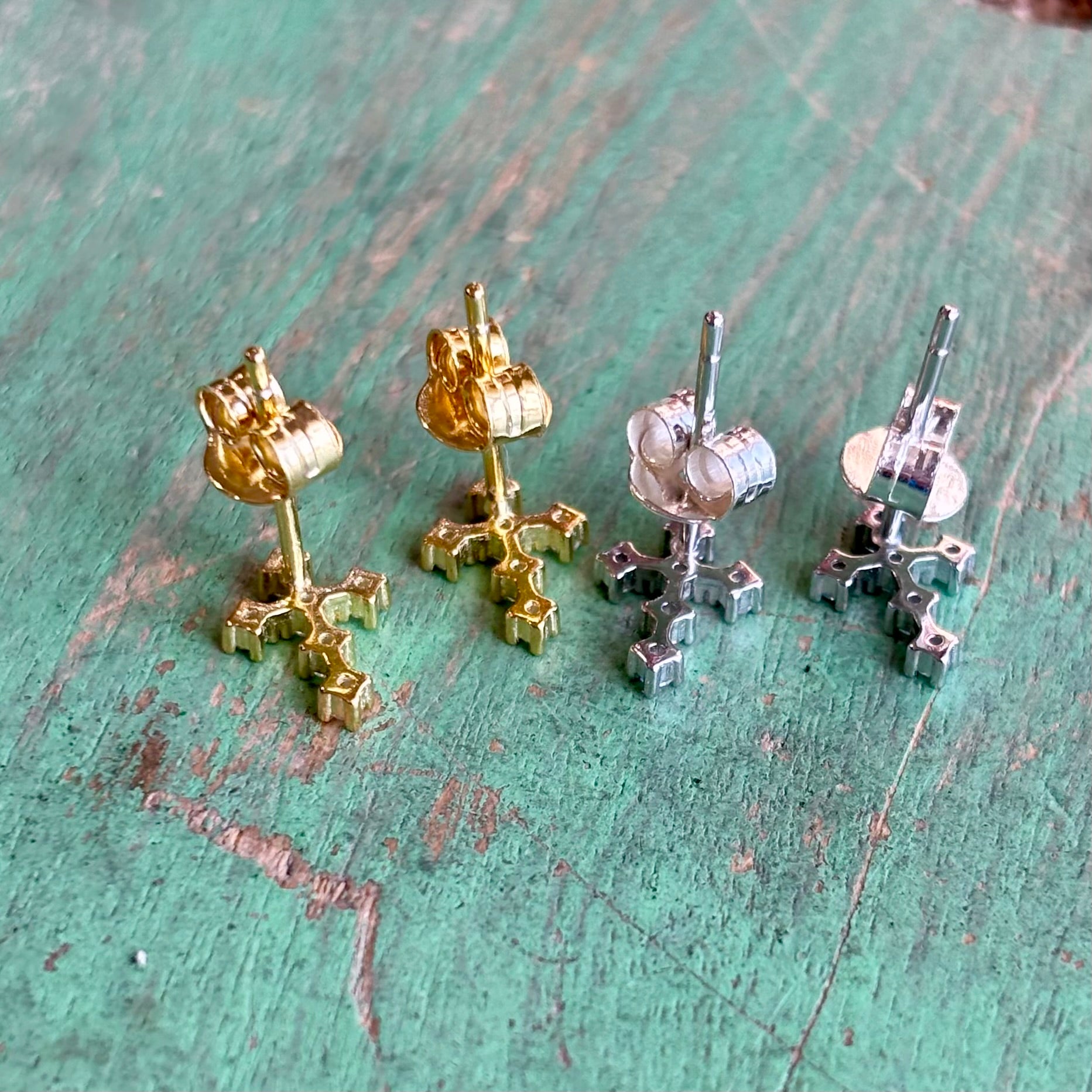 Sterling Silver CZ Fancy Cross Studs