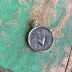 Sterling Silver Round Sacred Heart Double Sided