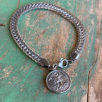 Stainless Steel St Michael Wheat Chain Bracelet