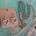 Hematite Gold Sacred Heart Mama Necklace