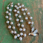 Sterling Silver Freshwater Pearl Flying Holy Spirit Dove Necklace