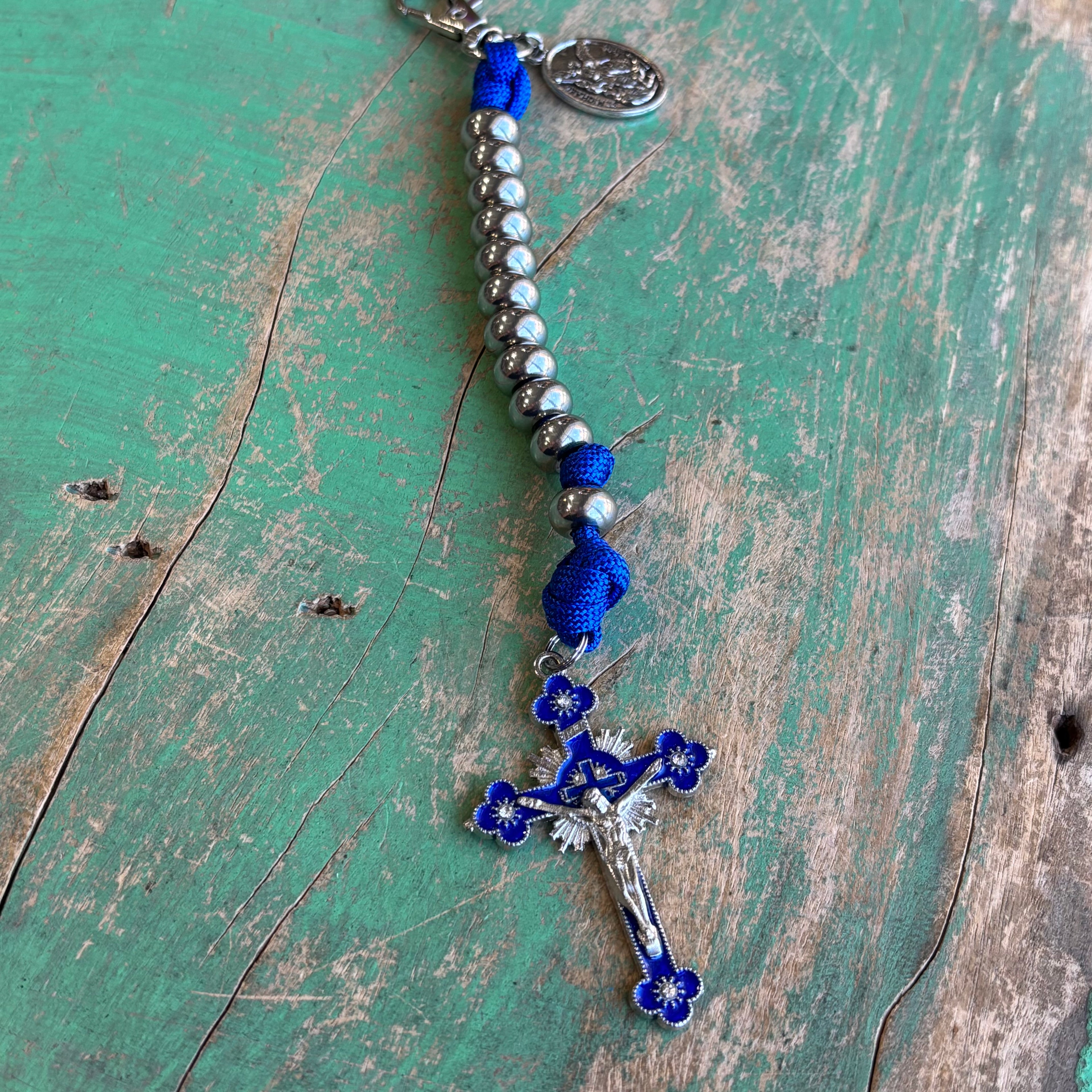 Clip-on Blue Paracord Decade Rosary